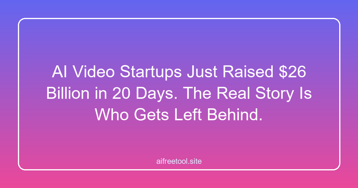 AI Video Startups Just Raised $26 Billion in 20 Days. The Real Story Is Who Gets Left Behind.