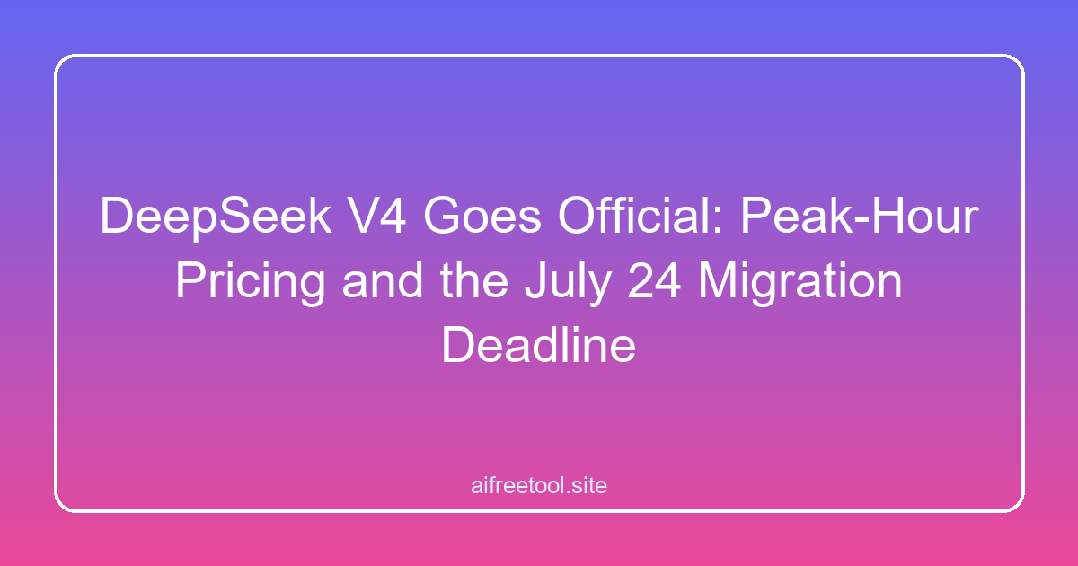DeepSeek V4 Goes Official: Peak-Hour Pricing and the July 24 Migration Deadline