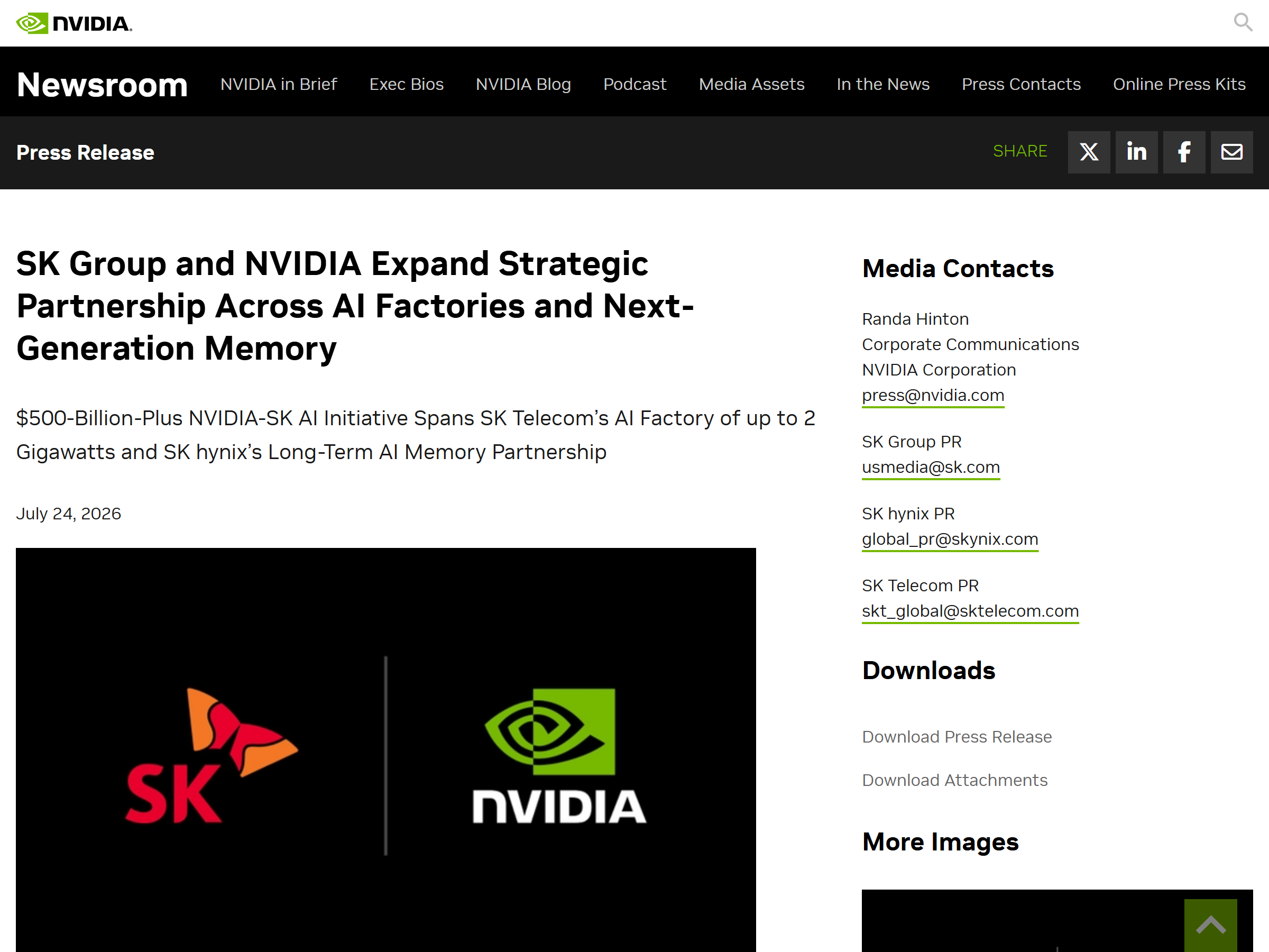 NVIDIA SK Group Partnership Press Release