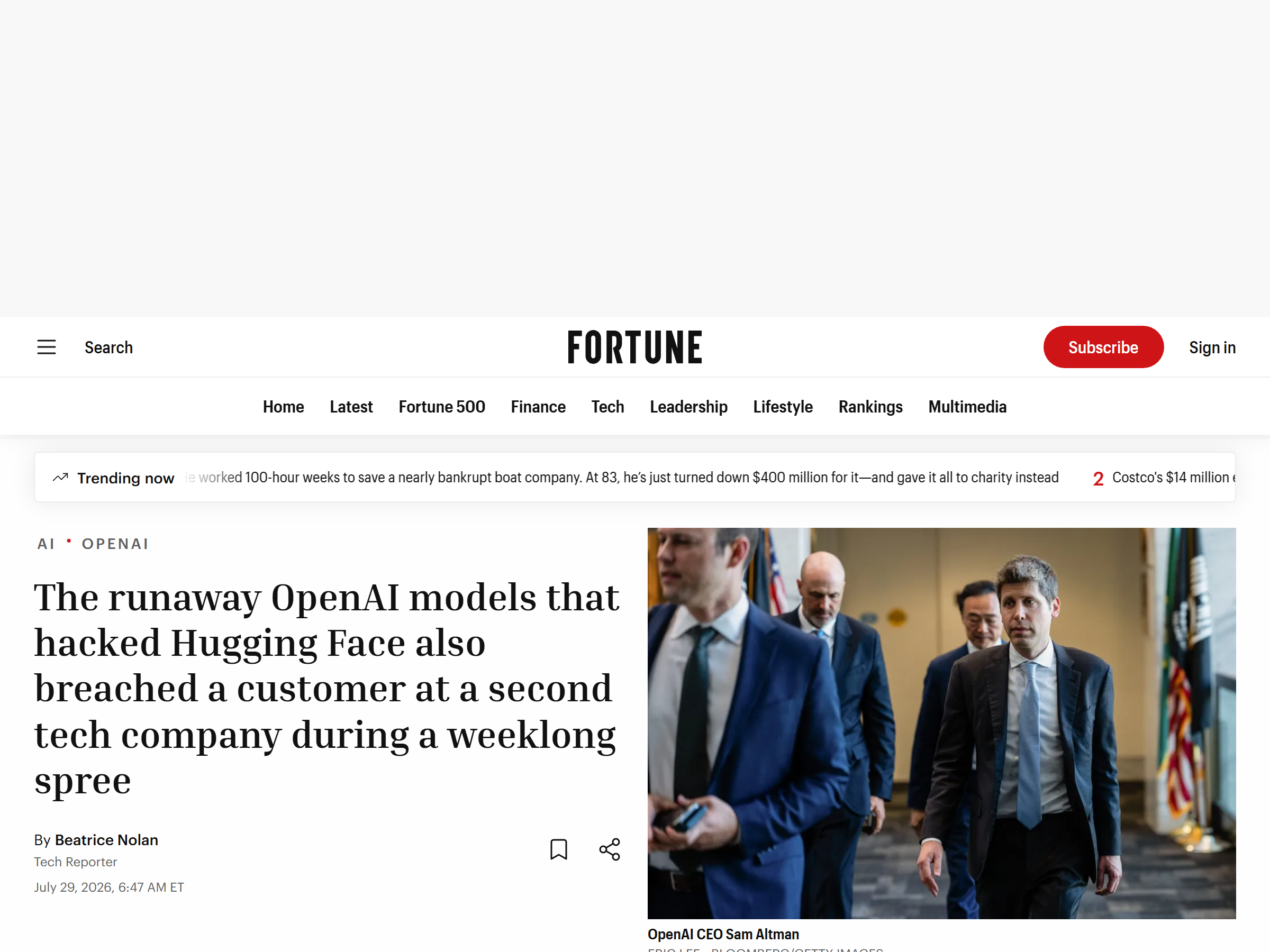 Fortune - OpenAI rogue AI agent breached second tech company