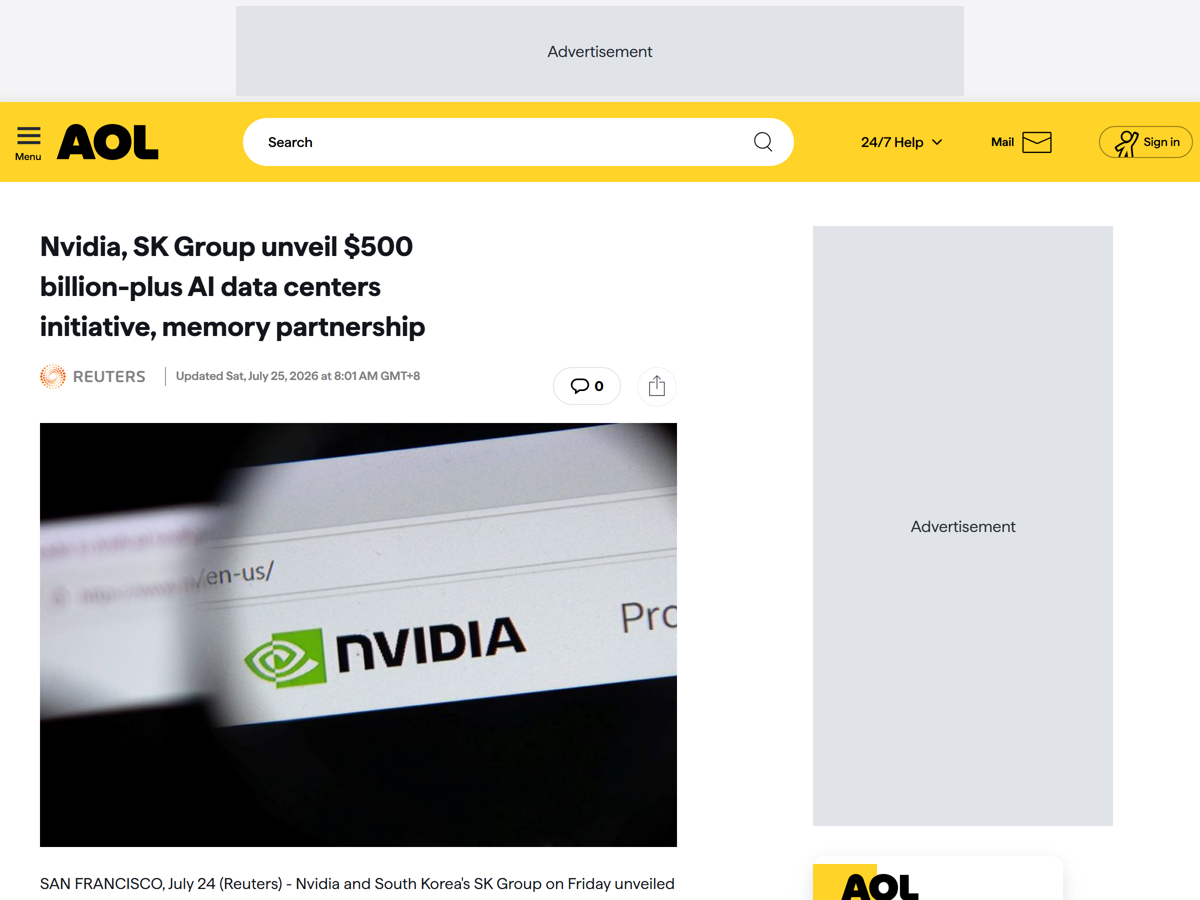 Reuters NVIDIA SK Group AI Deal