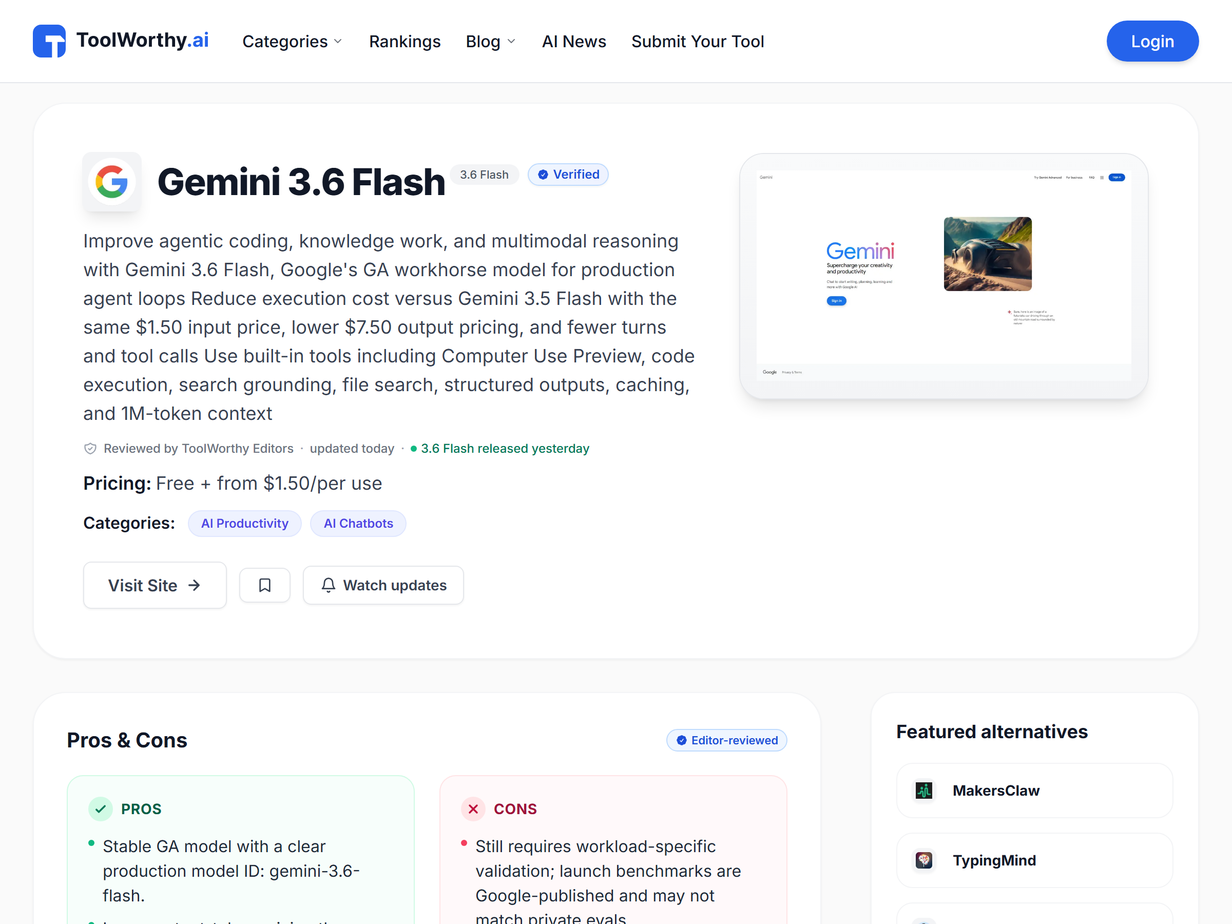 ToolWorthy - Gemini 3.6 Flash Review