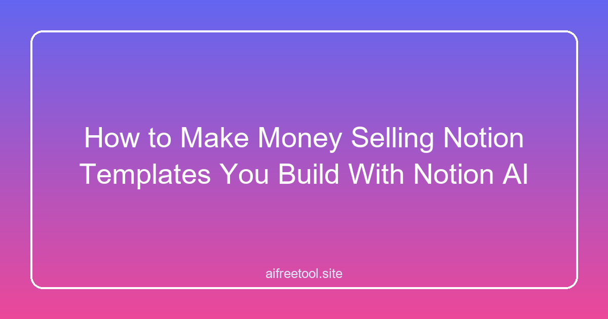 How to Make Money Selling Notion Templates You Build With Notion AI