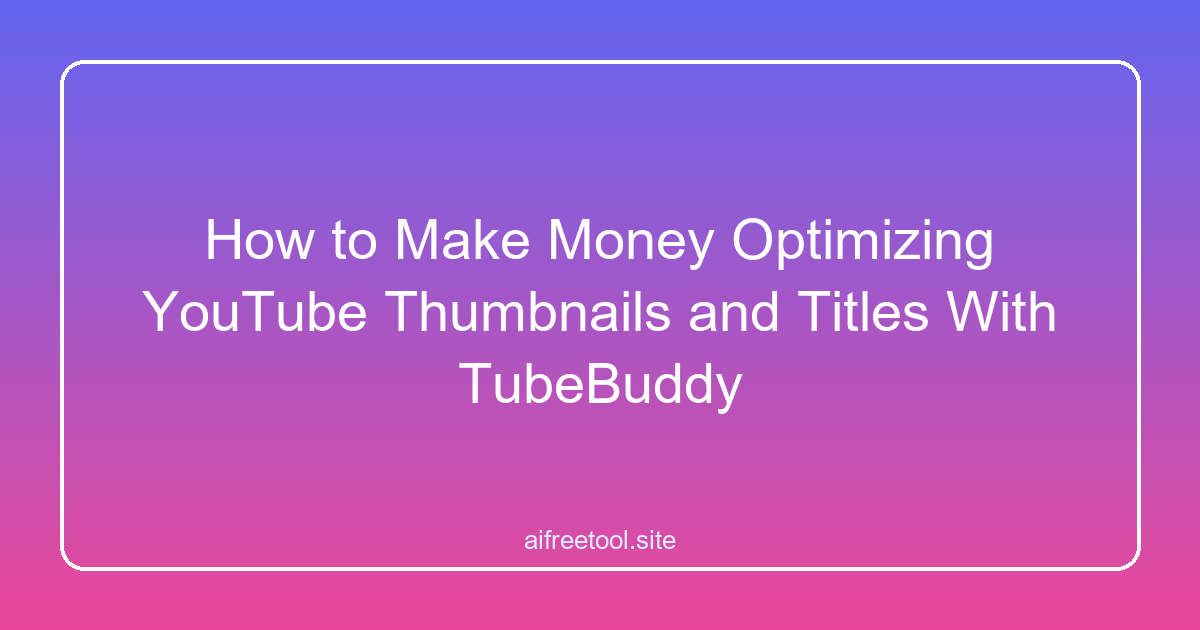 How to Make Money Optimizing YouTube Thumbnails and Titles With TubeBuddy