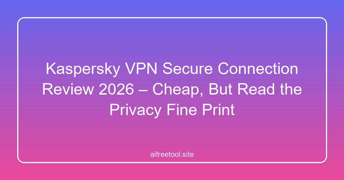Kaspersky VPN Secure Connection Review 2026 – Cheap, But Read the Privacy Fine Print