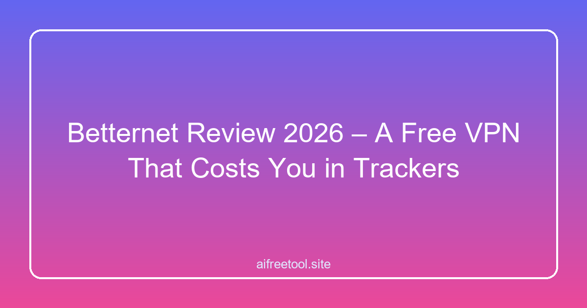Betternet Review 2026 – A Free VPN That Costs You in Trackers