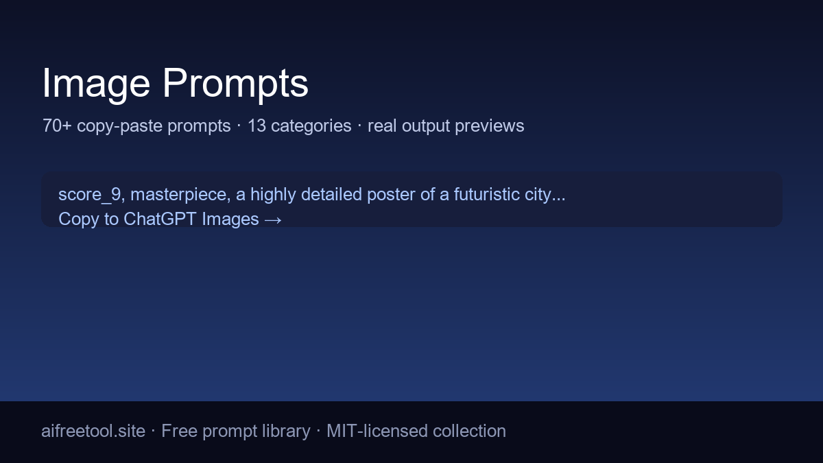 Image Prompts (2026) - Copy-Paste Prompt Library for AI Image Generators