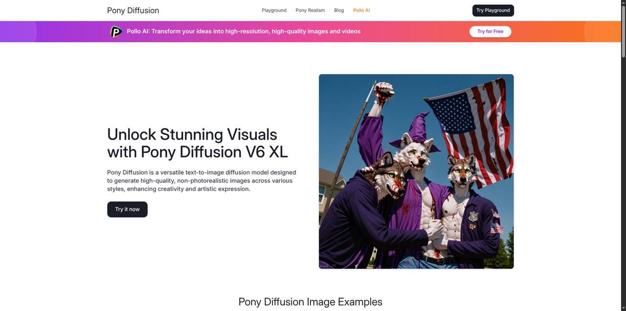 Pony Diffusion V6 XL - Free Open-Source Anime & Stylized Image Generator