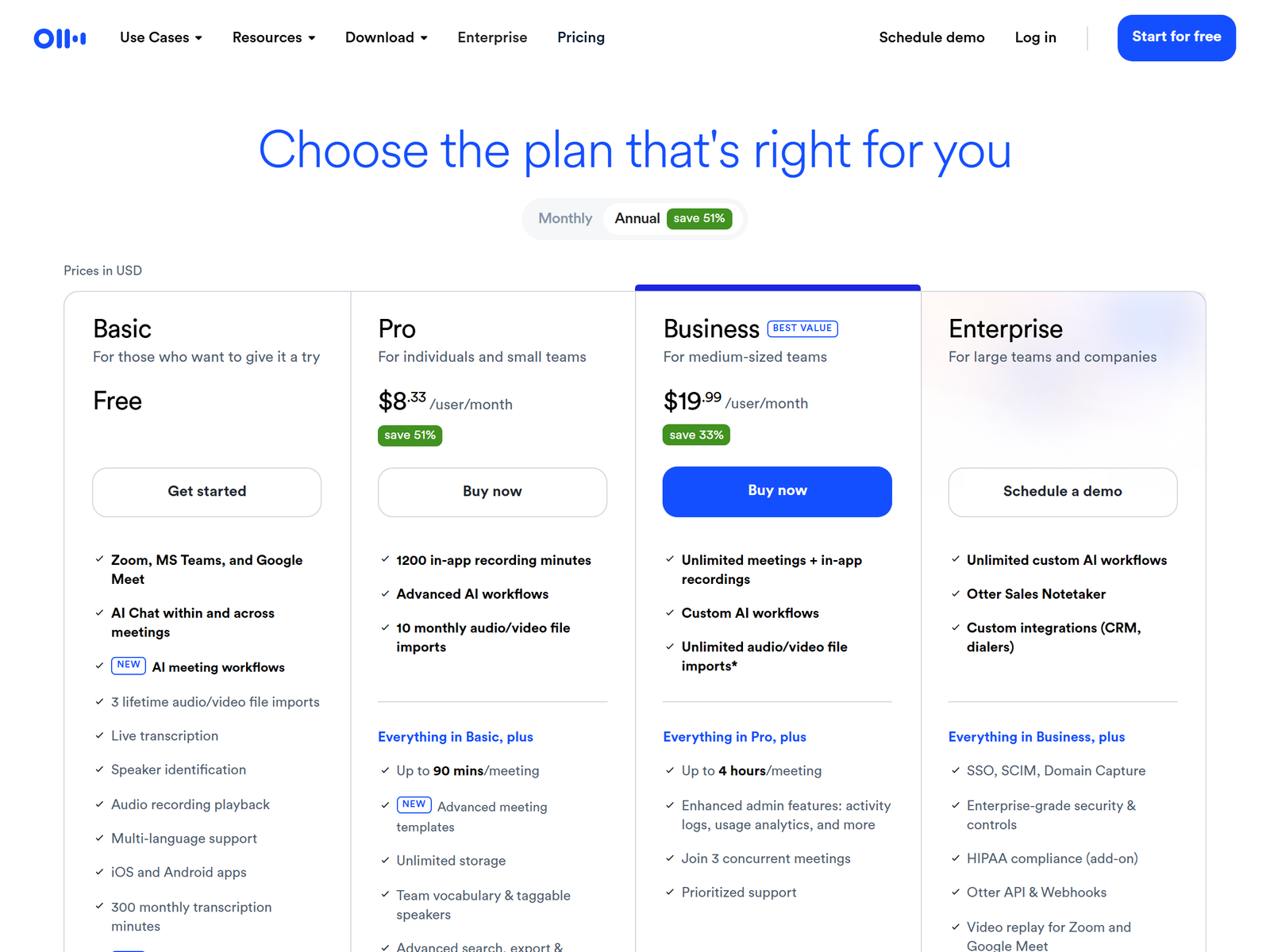 Otter.ai Pricing Plans 2026