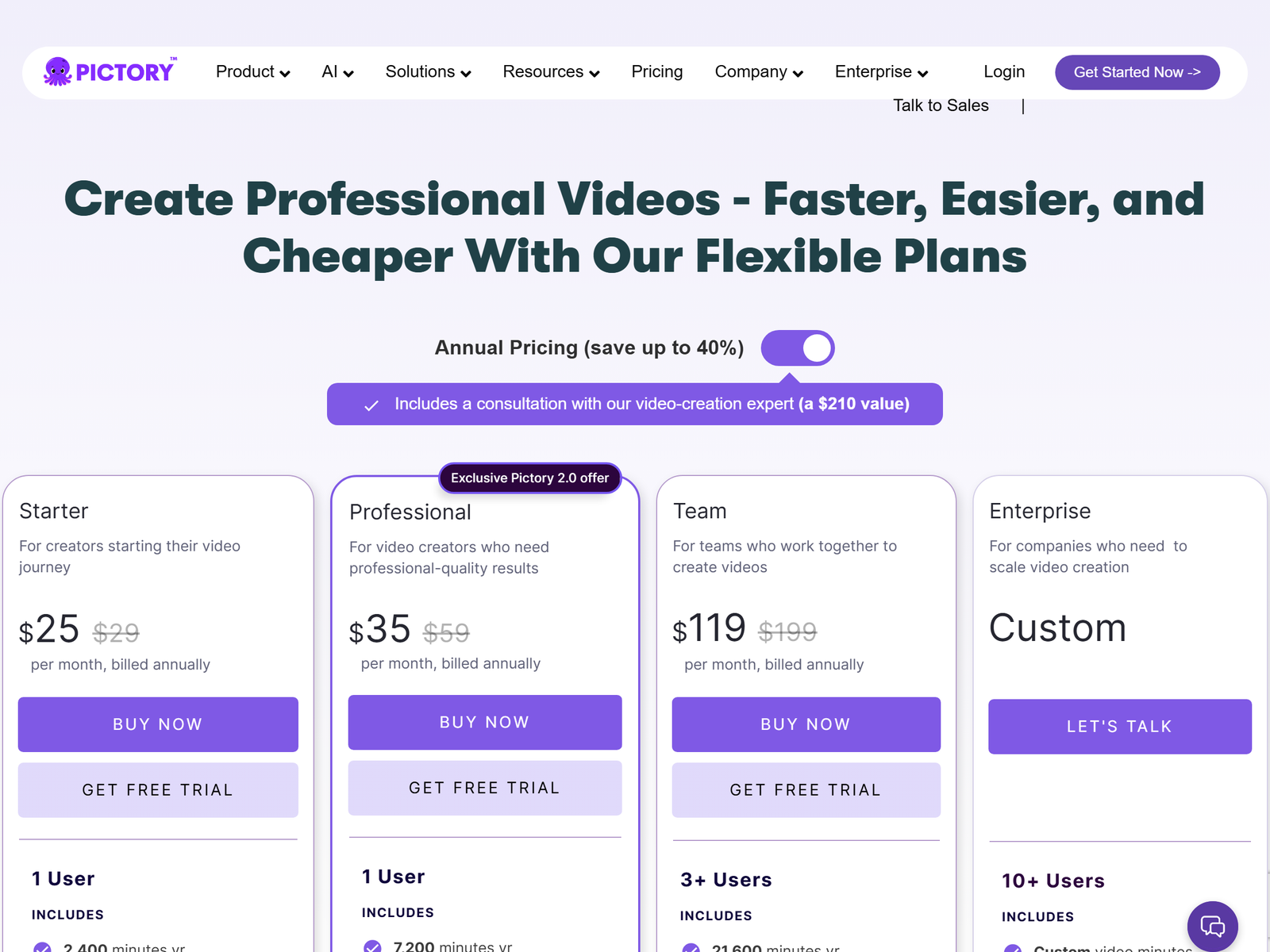Pictory Pricing Plans 2026
