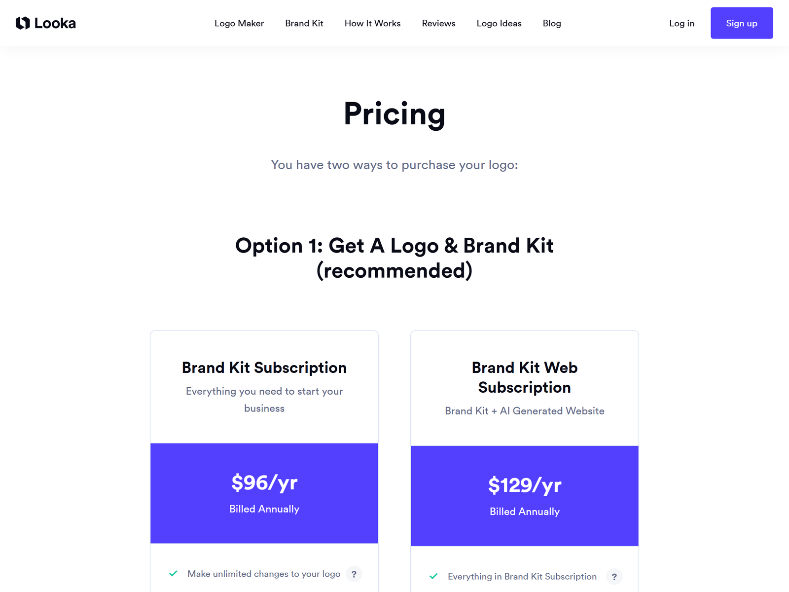 Looka Pricing Plans 2026