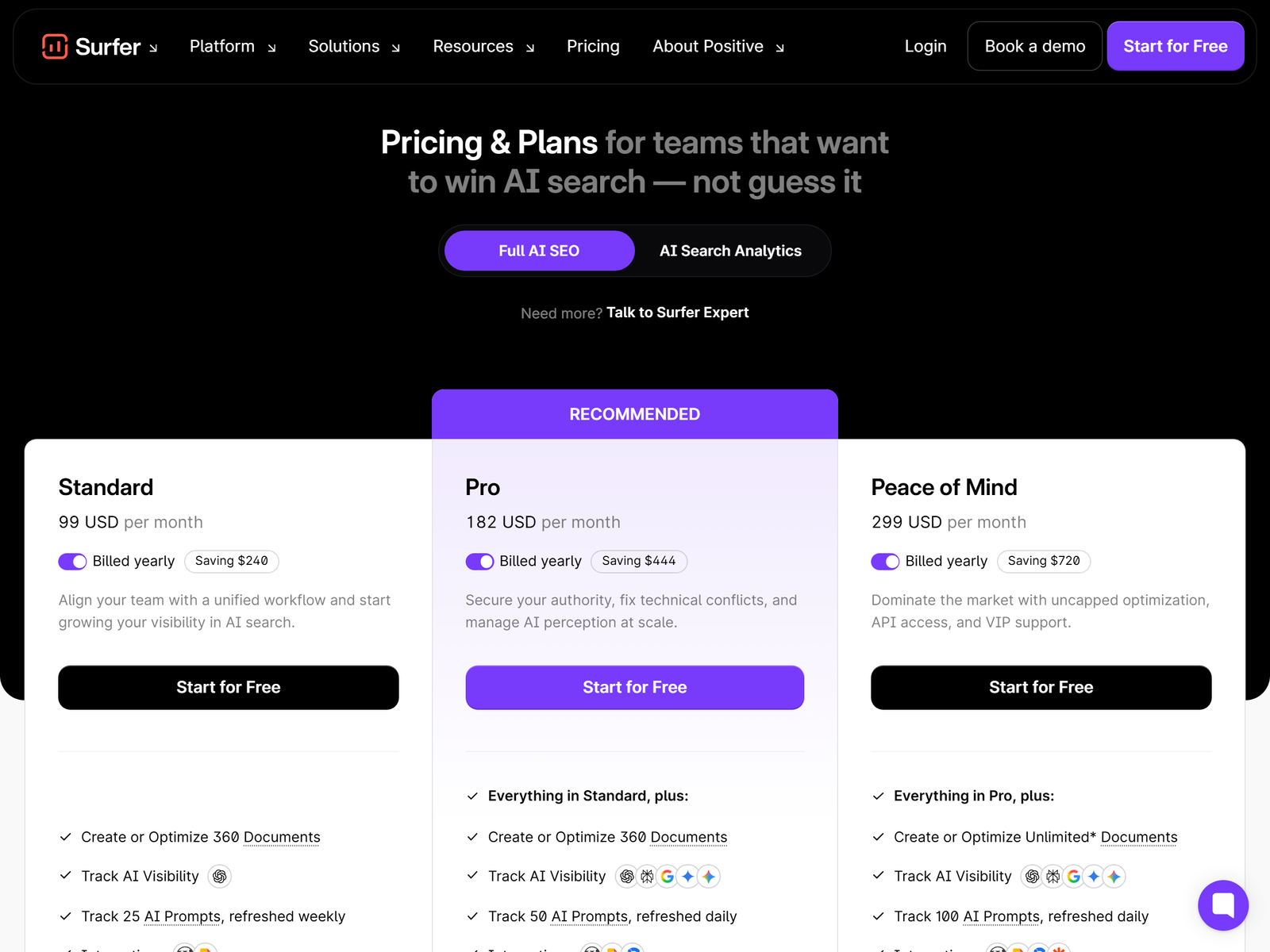 Surfer SEO Pricing Plans 2026