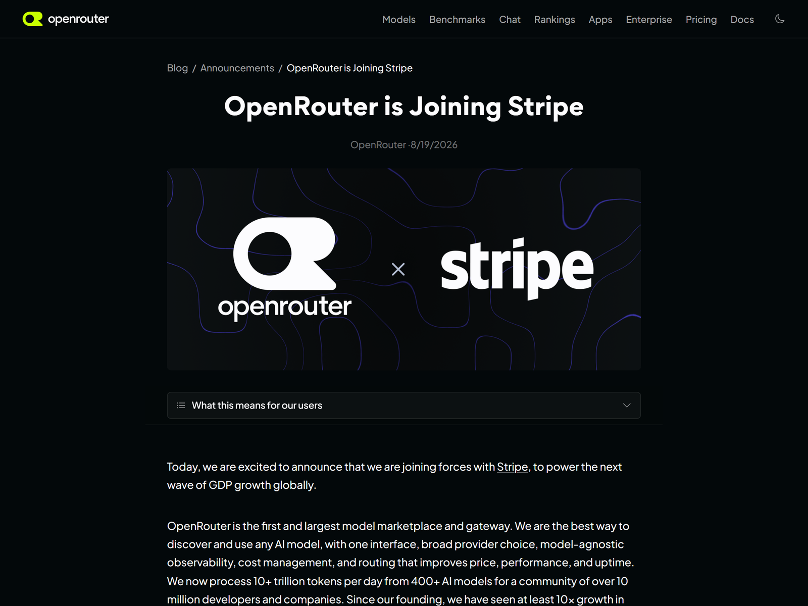 OpenRouter is Joining Stripe