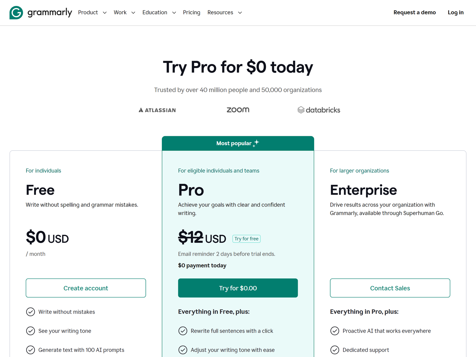 Grammarly Pricing Plans 2026