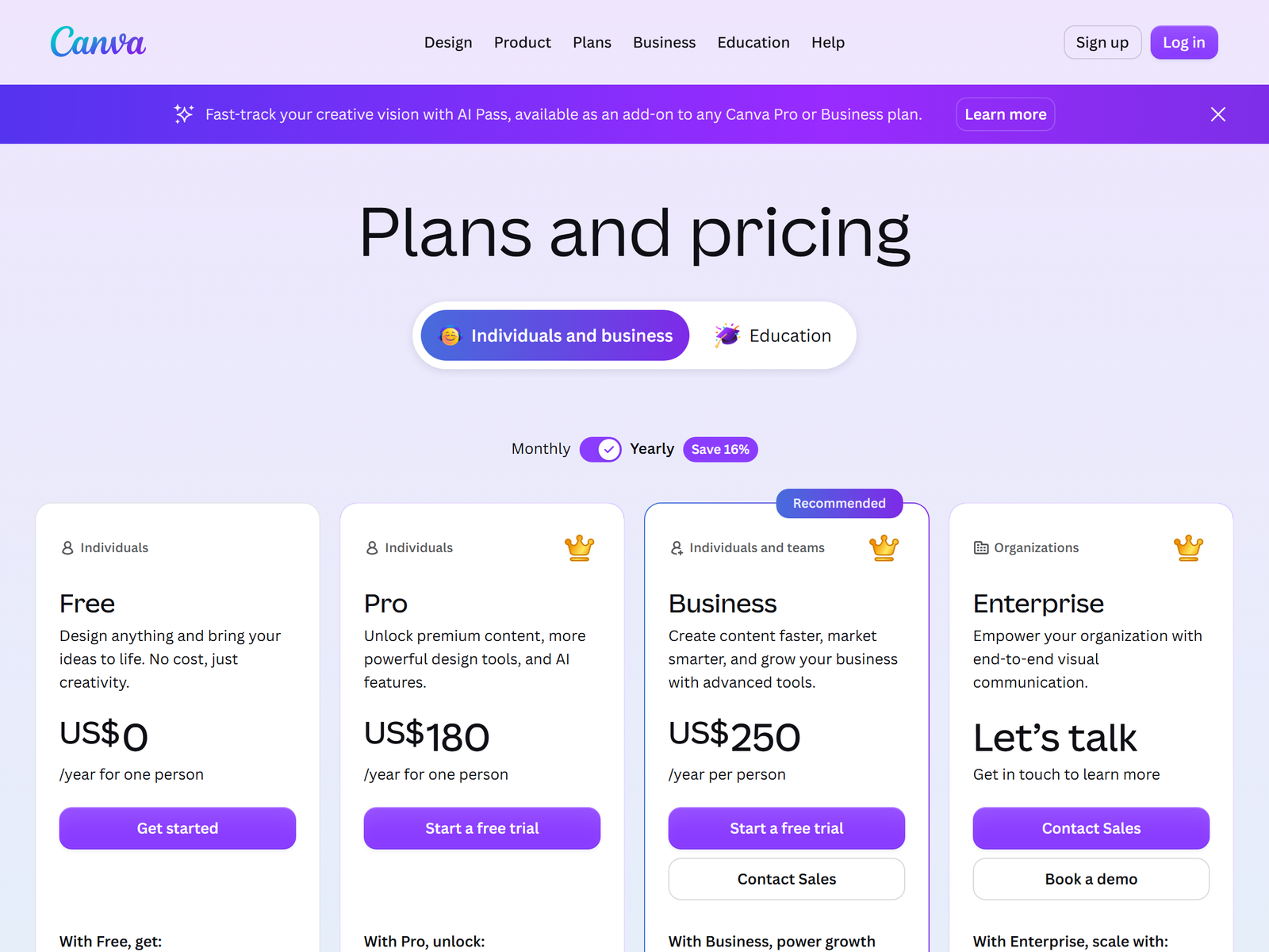 Canva Pricing Plans 2026