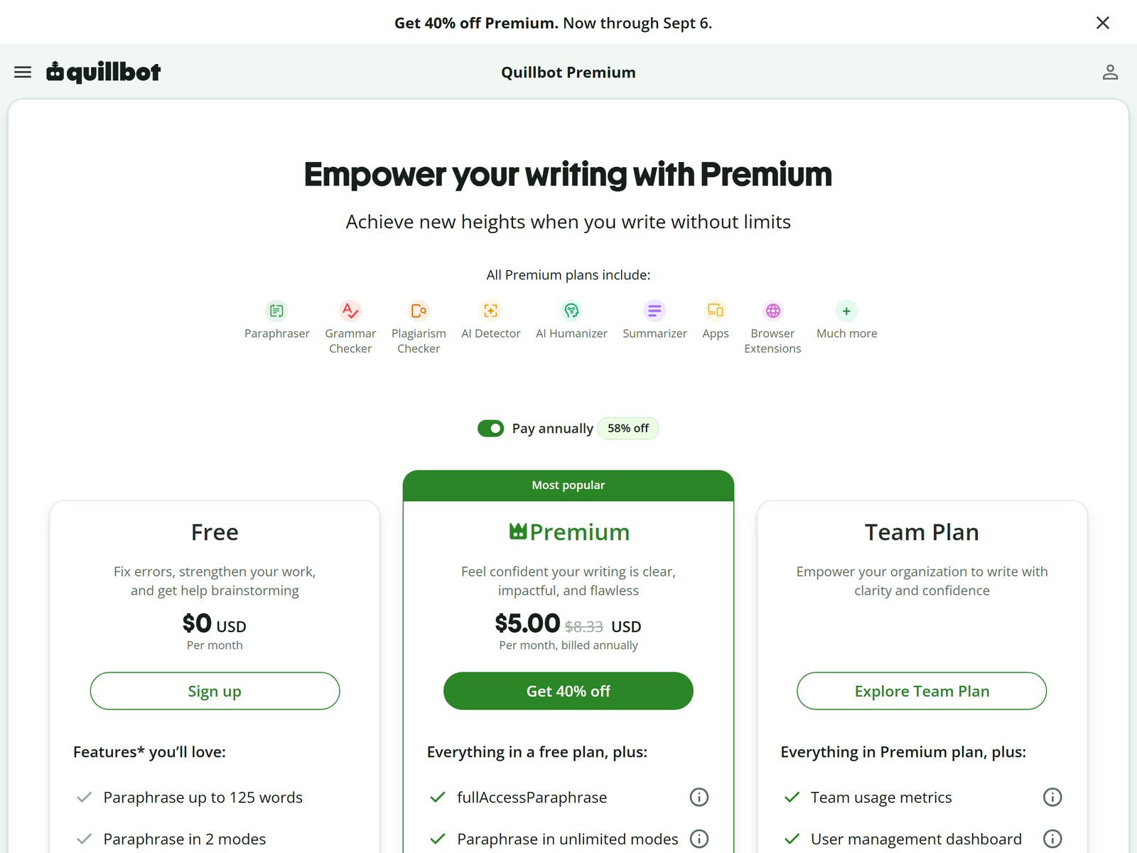 QuillBot Premium Pricing 2026