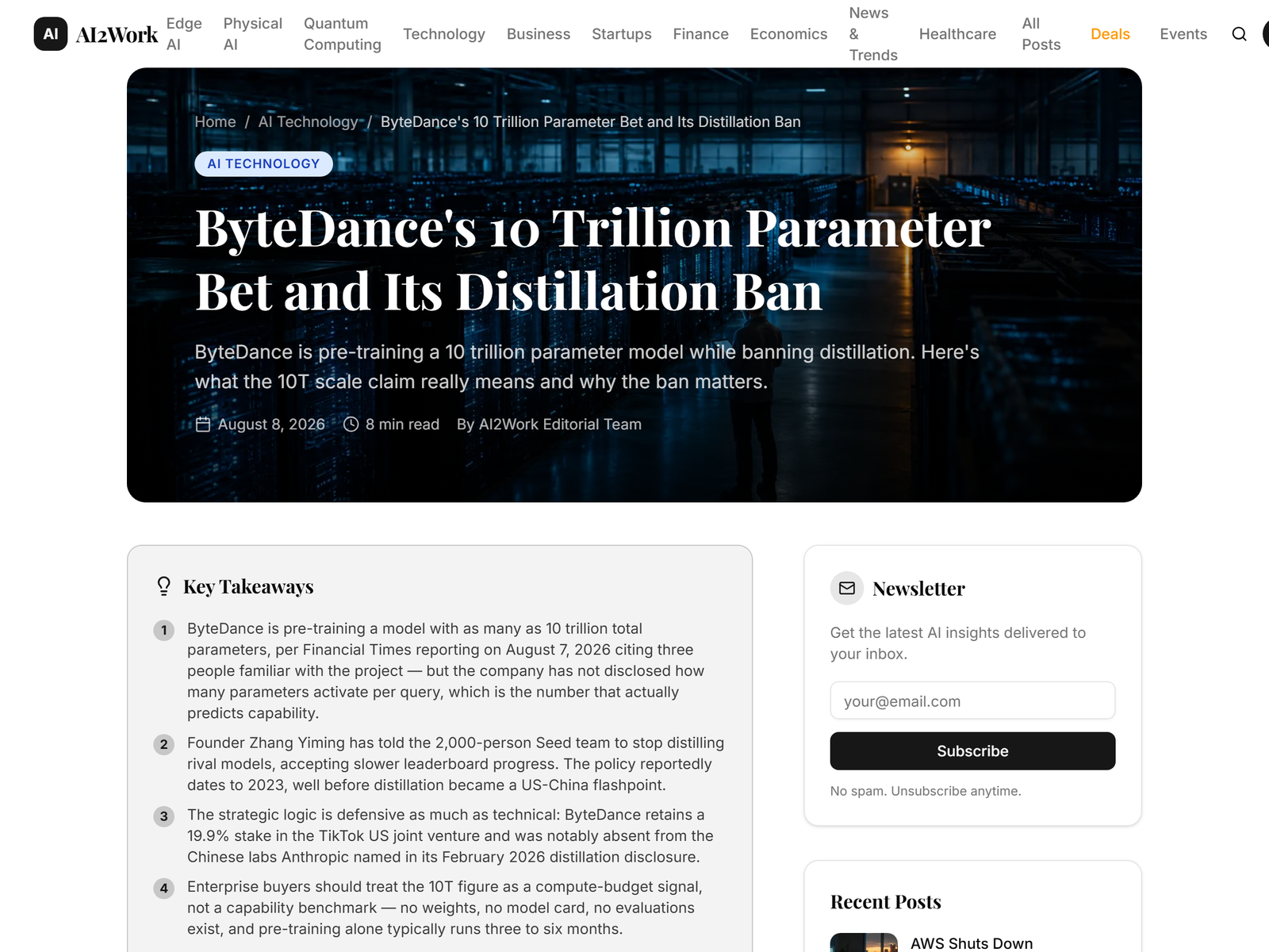 AI2Work ByteDance 10T analysis