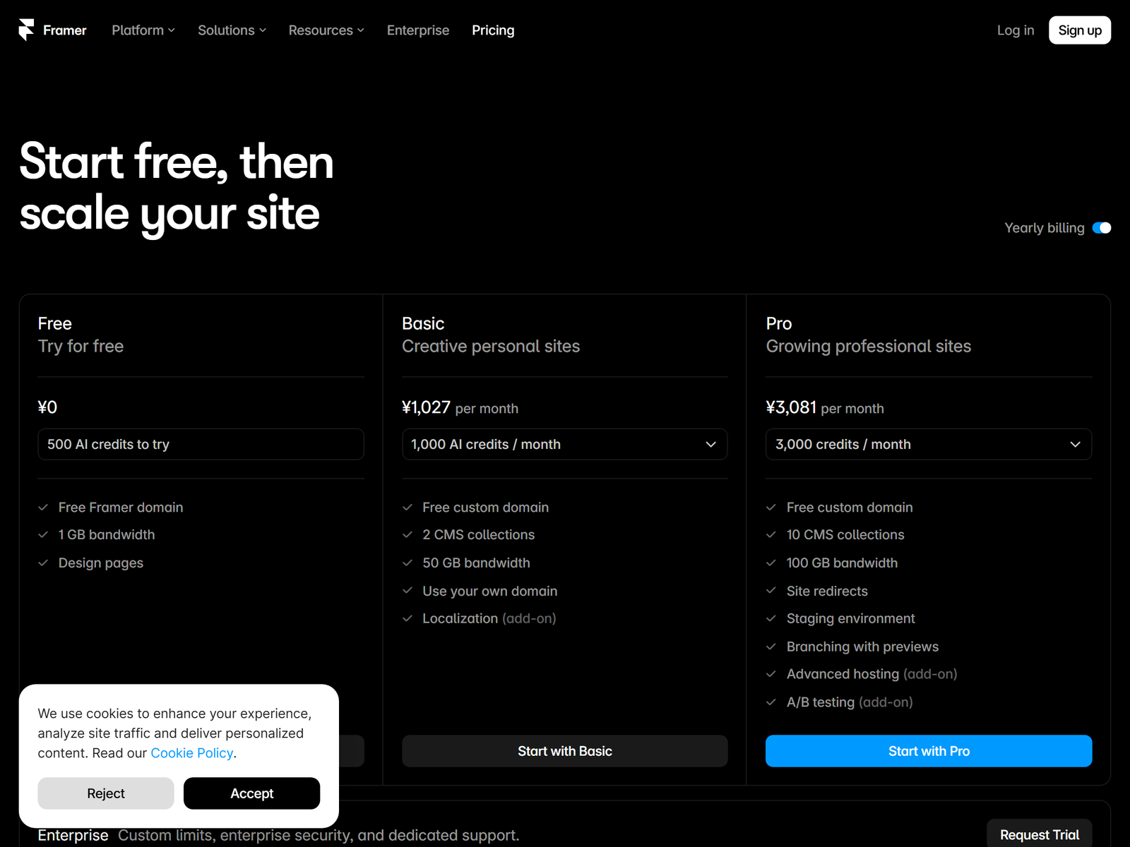 Framer Pricing
