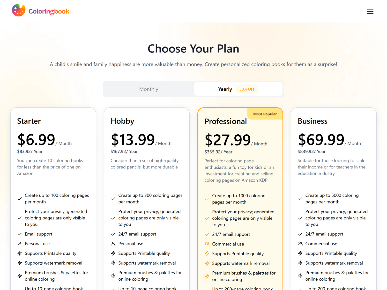 ColoringBook.ai Pricing