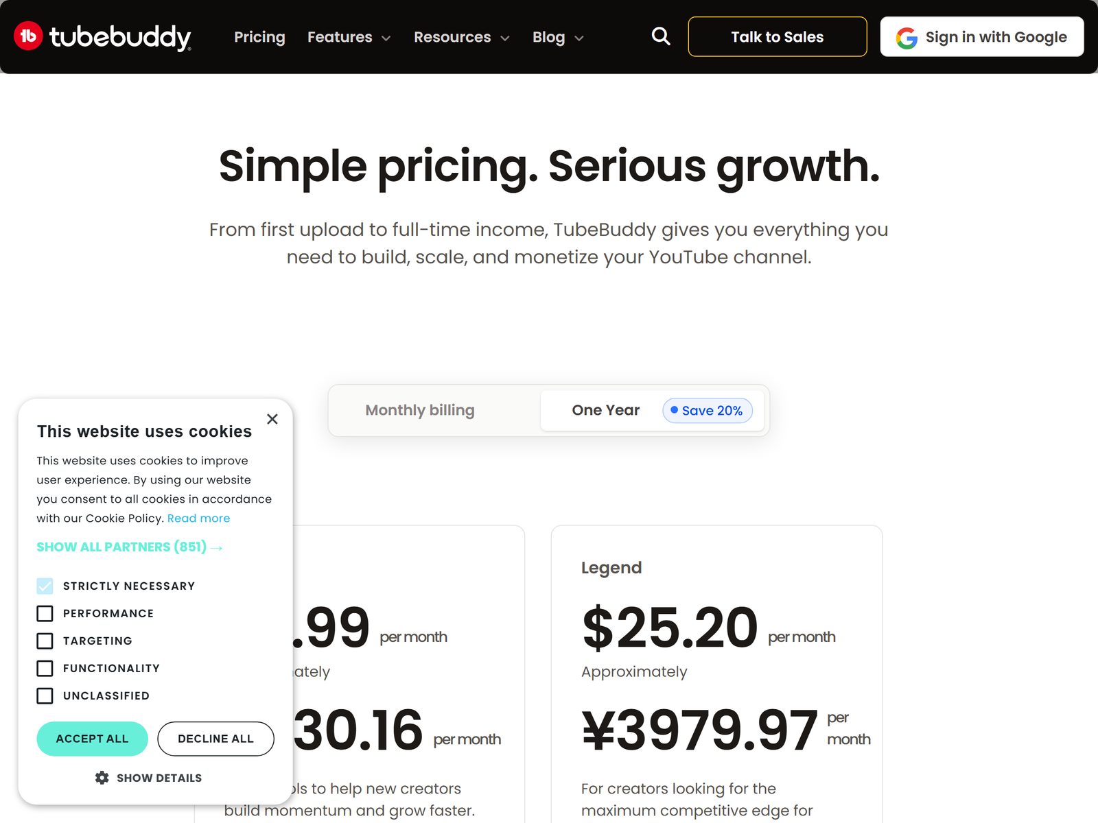 TubeBuddy Pricing Plans