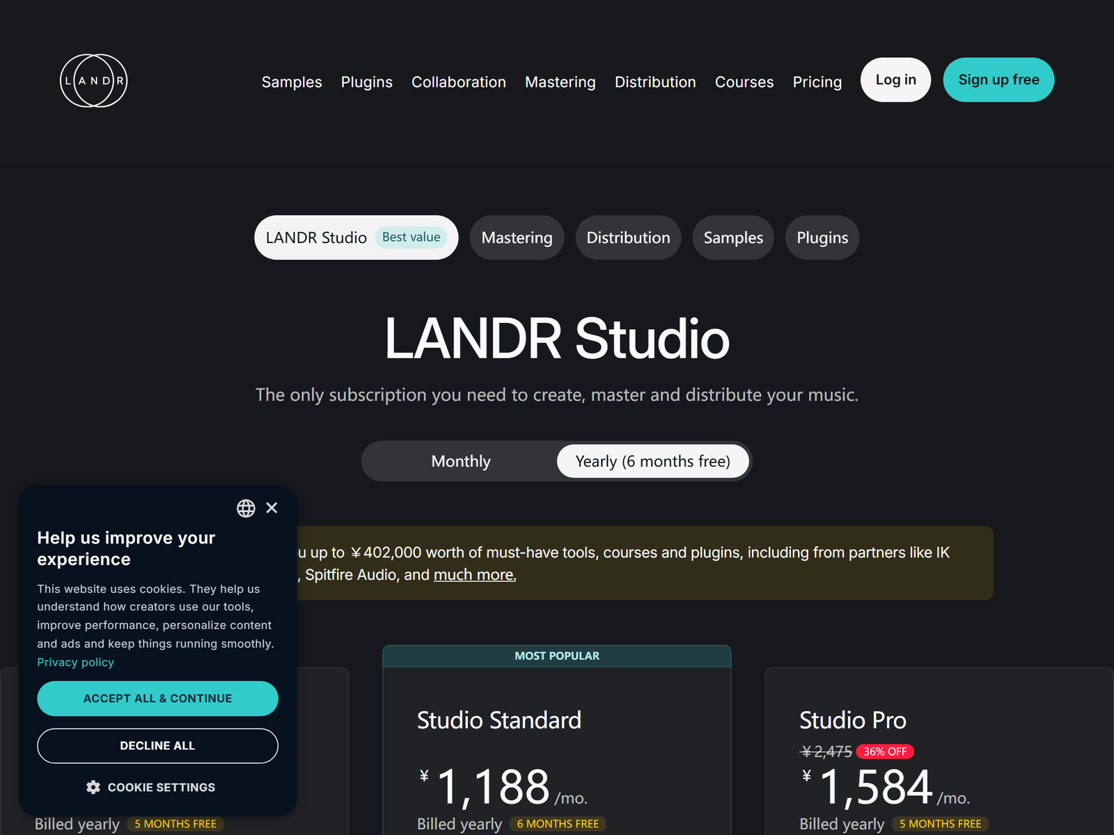 LANDR Pricing Plans