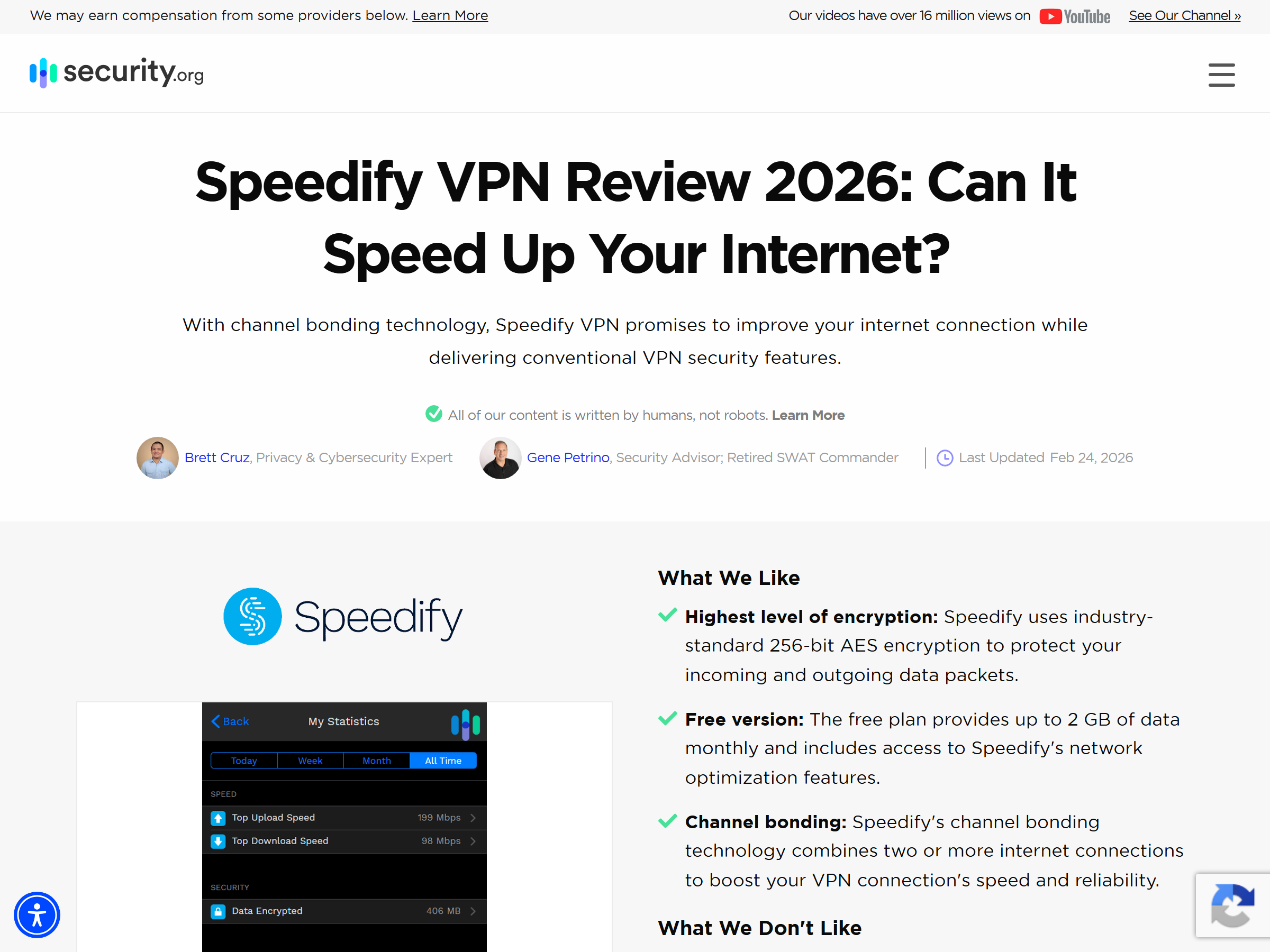 Security.org Speedify VPN review