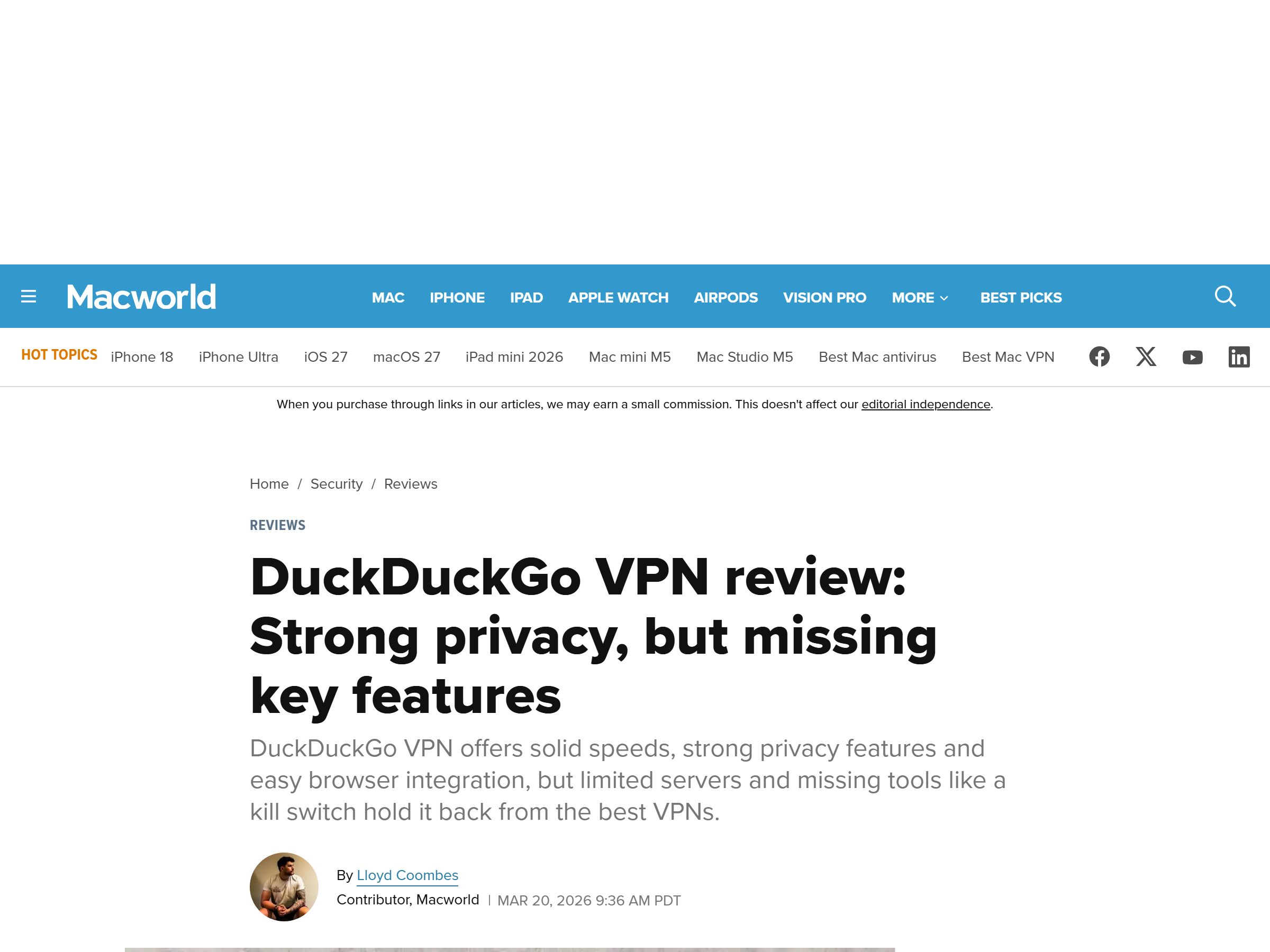 Macworld DuckDuckGo VPN review
