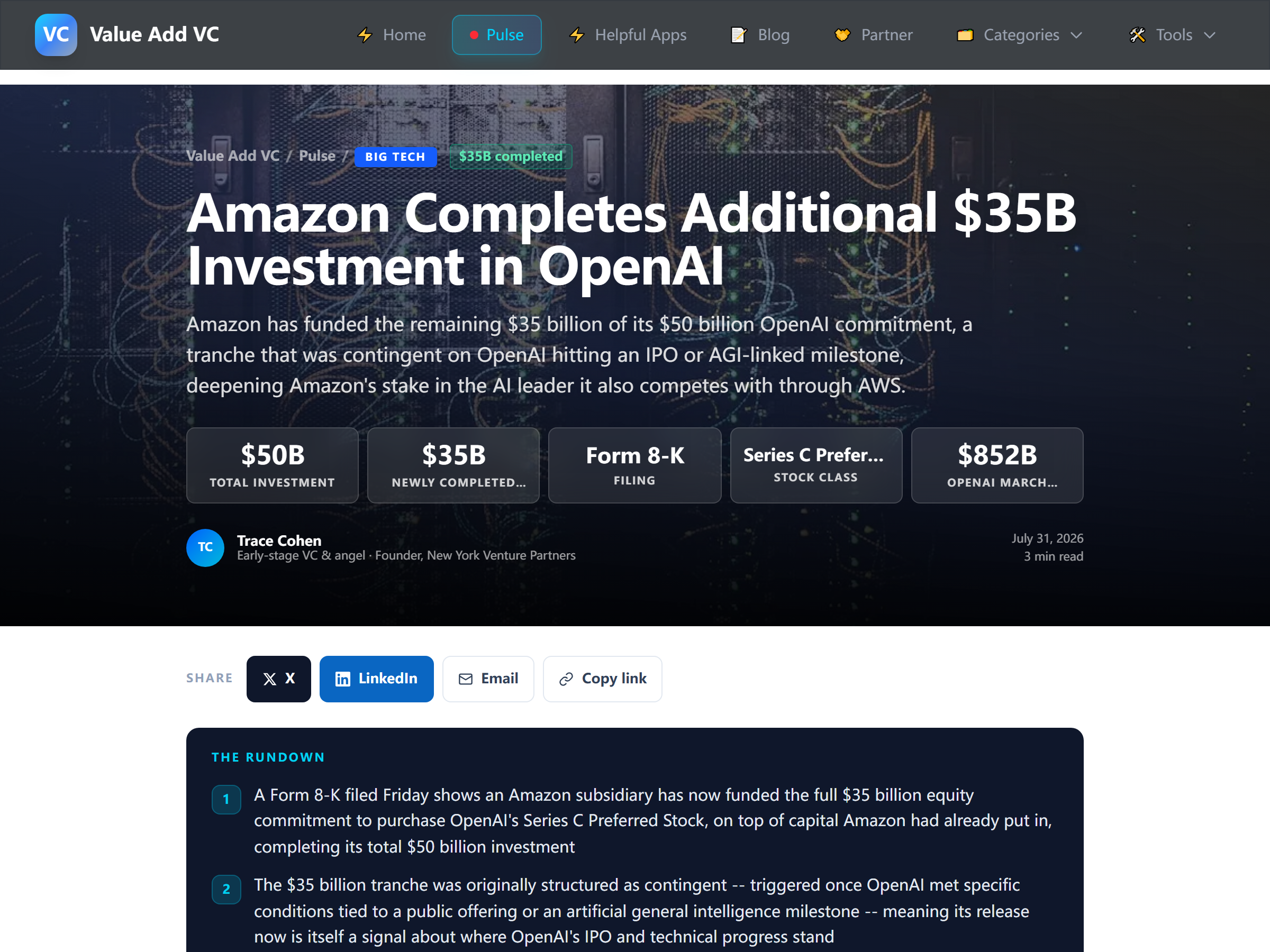 ValueAddVC - Amazon OpenAI Tranche Analysis