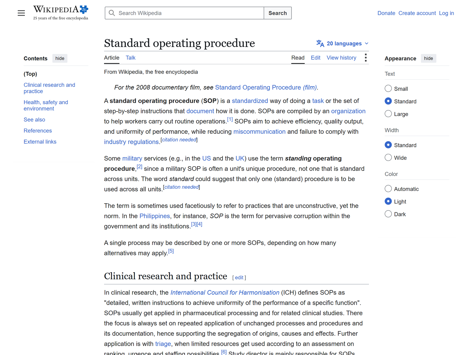 Standard Operating Procedure Definition