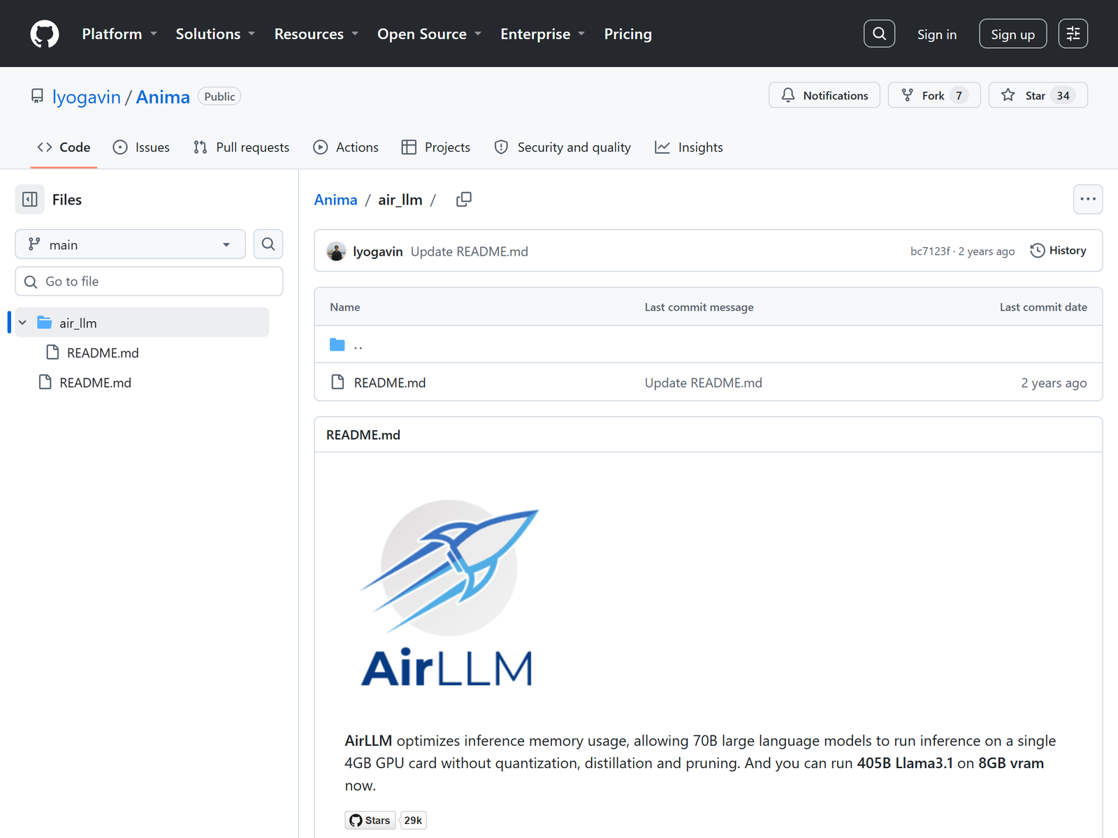 AirLLM GitHub repository