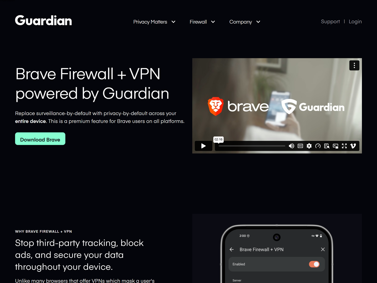 Guardian: Brave Firewall + VPN partner documentation