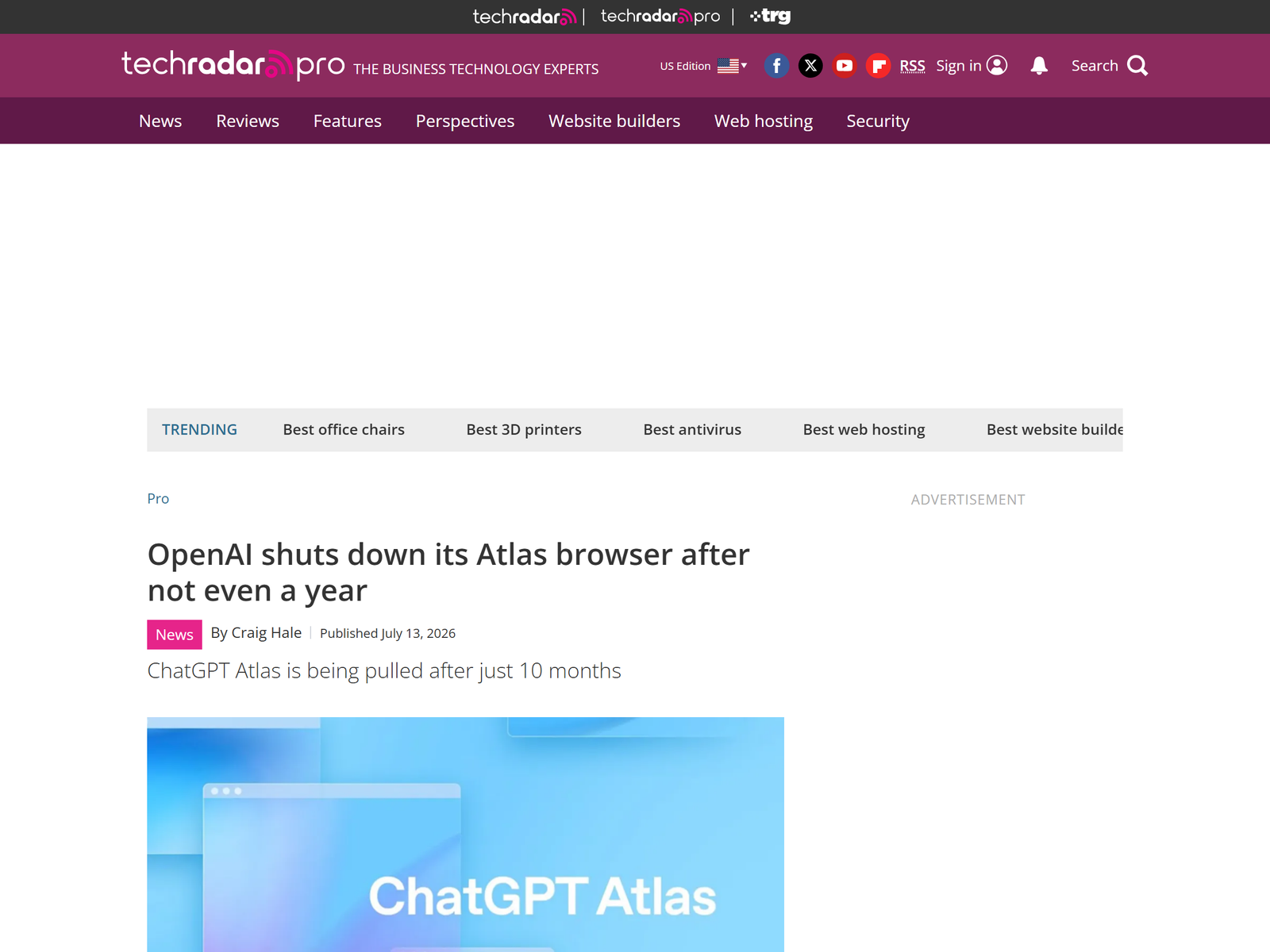 TechRadar: OpenAI Shuts Down Atlas Browser After Not Even a Year
