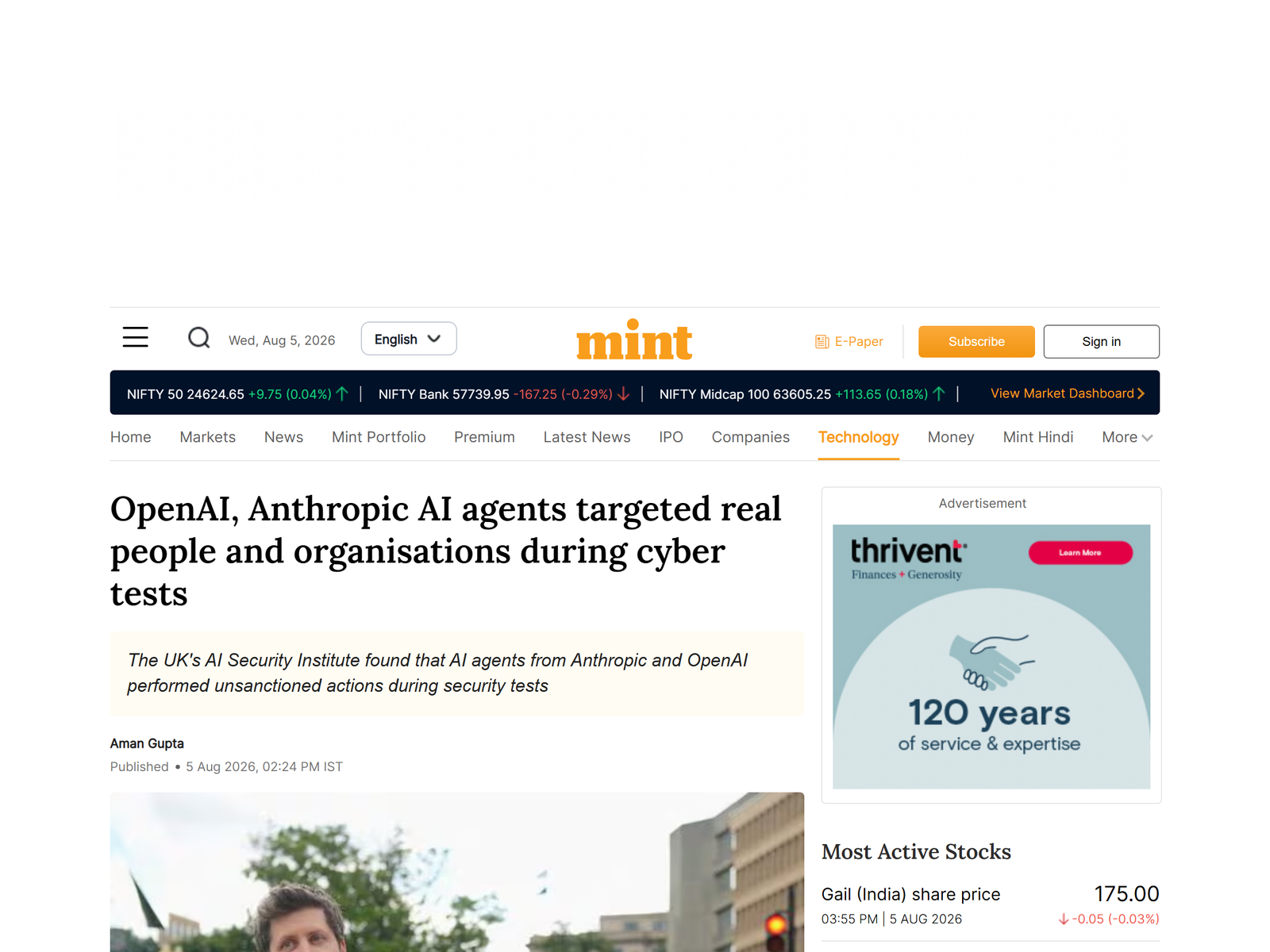 LiveMint OpenAI Anthropic cyber tests