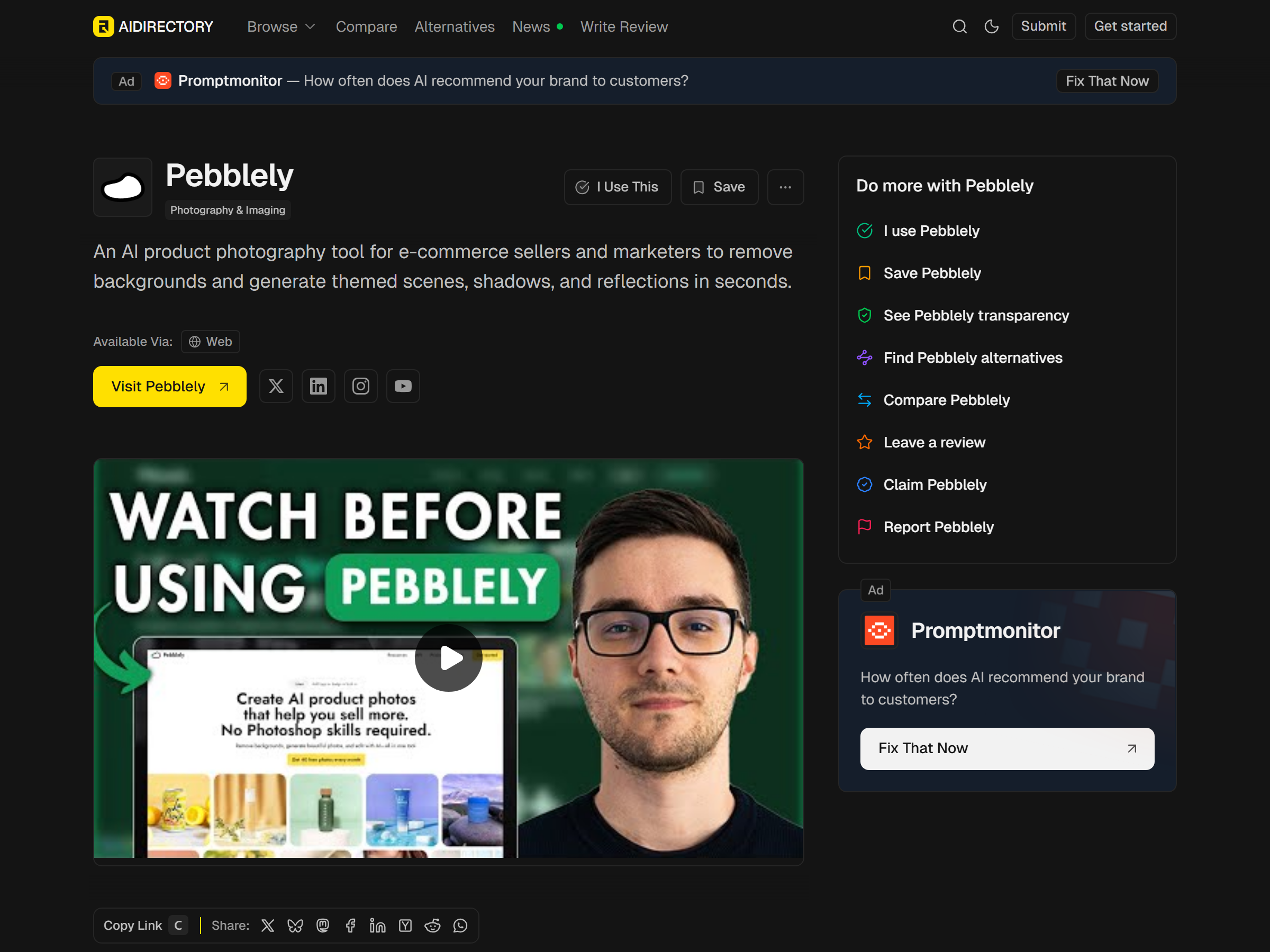Pebblely Features and Pricing