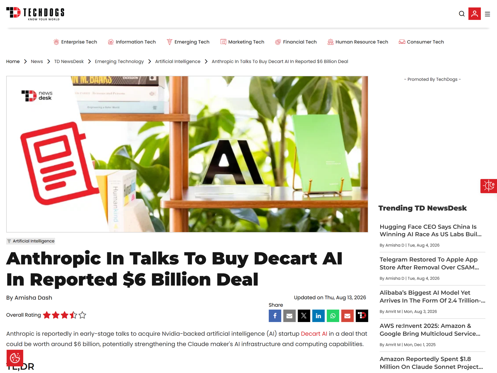 TechDogs: Anthropic Decart Acquisition Analysis