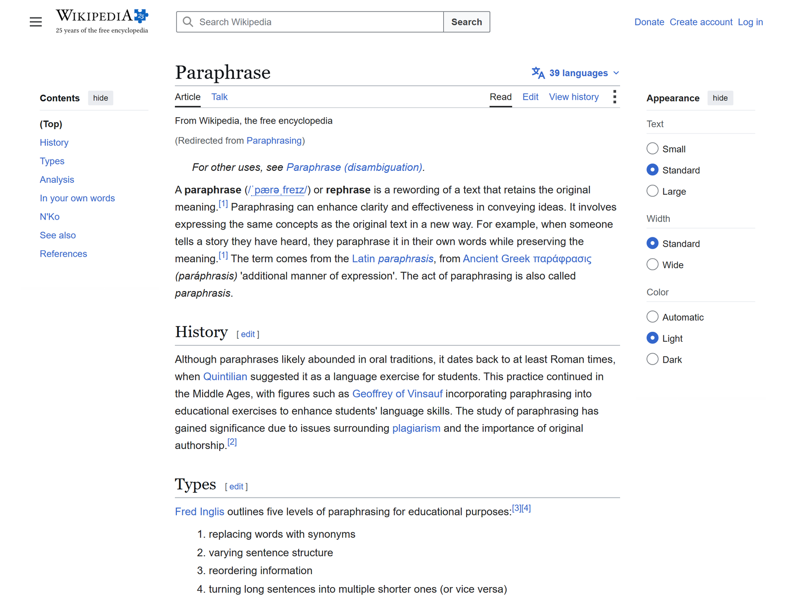 Paraphrasing Overview