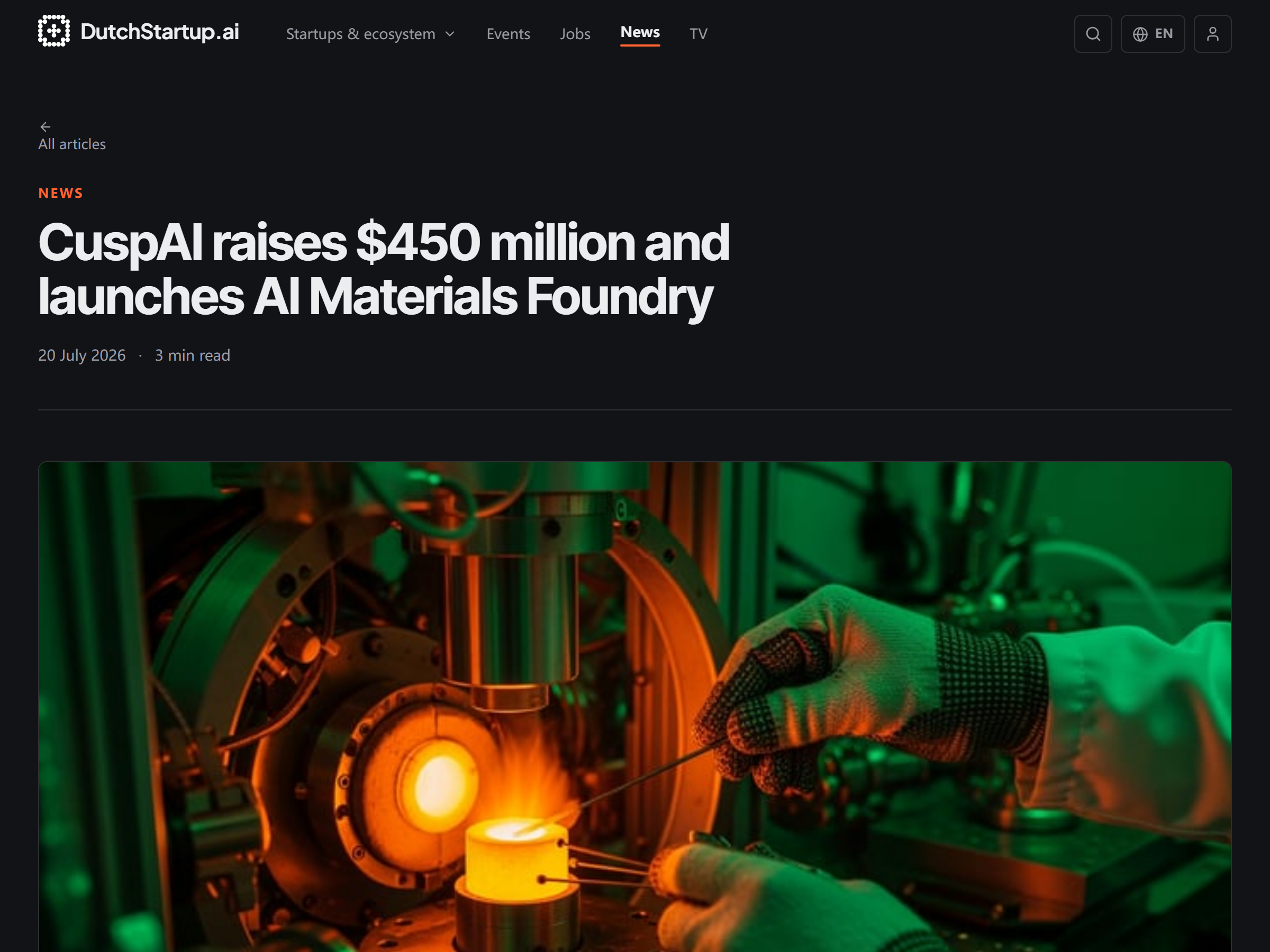 Dutch Startup: CuspAI raises $450 million