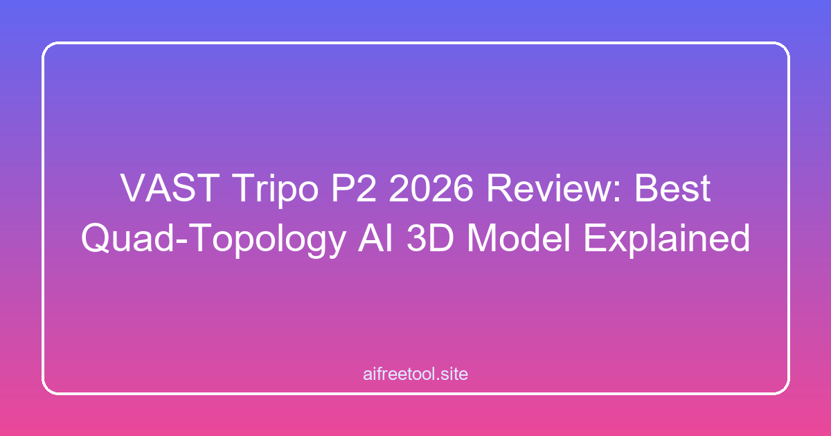 VAST Tripo P2 2026 Review: Best Quad-Topology AI 3D Model Explained