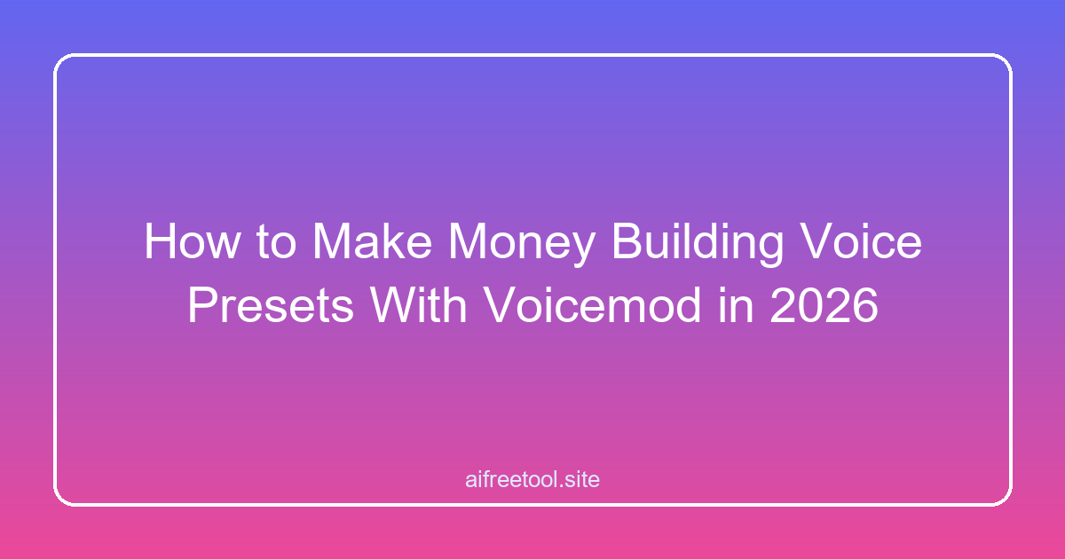 How to Make Money Building Voice Presets With Voicemod in 2026