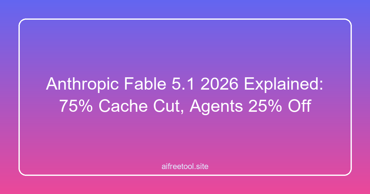 Anthropic Fable 5.1 2026 Explained: 75% Cache Cut, Agents 25% Off
