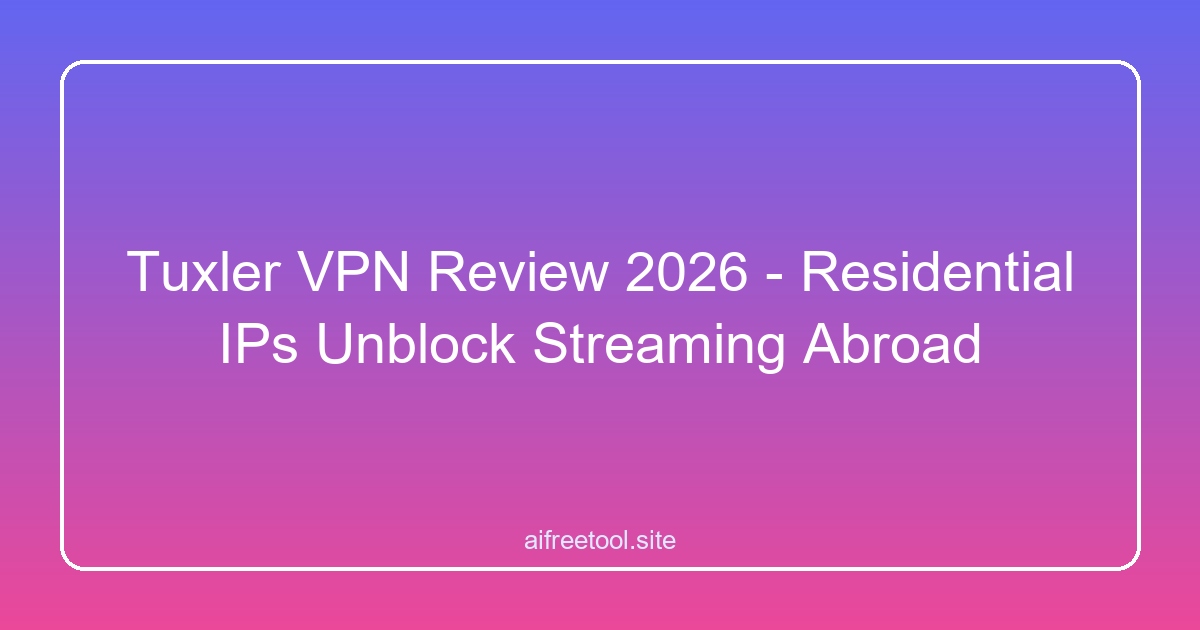 Tuxler VPN Review 2026 - Residential IPs Unblock Streaming Abroad