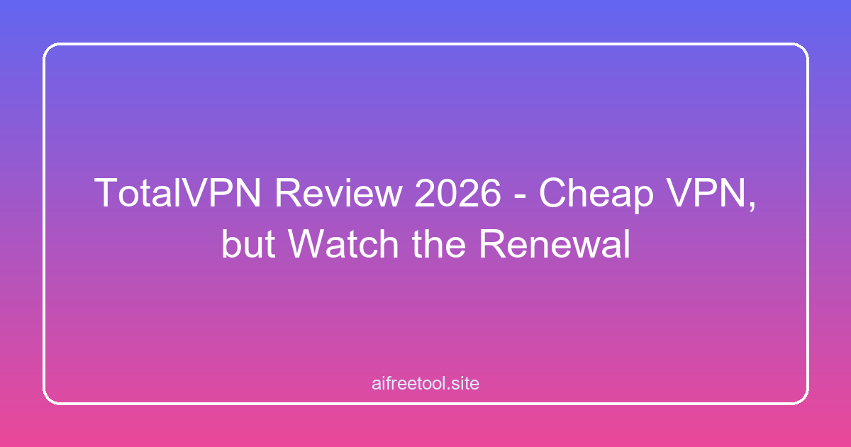 TotalVPN Review 2026 - Cheap VPN, but Watch the Renewal