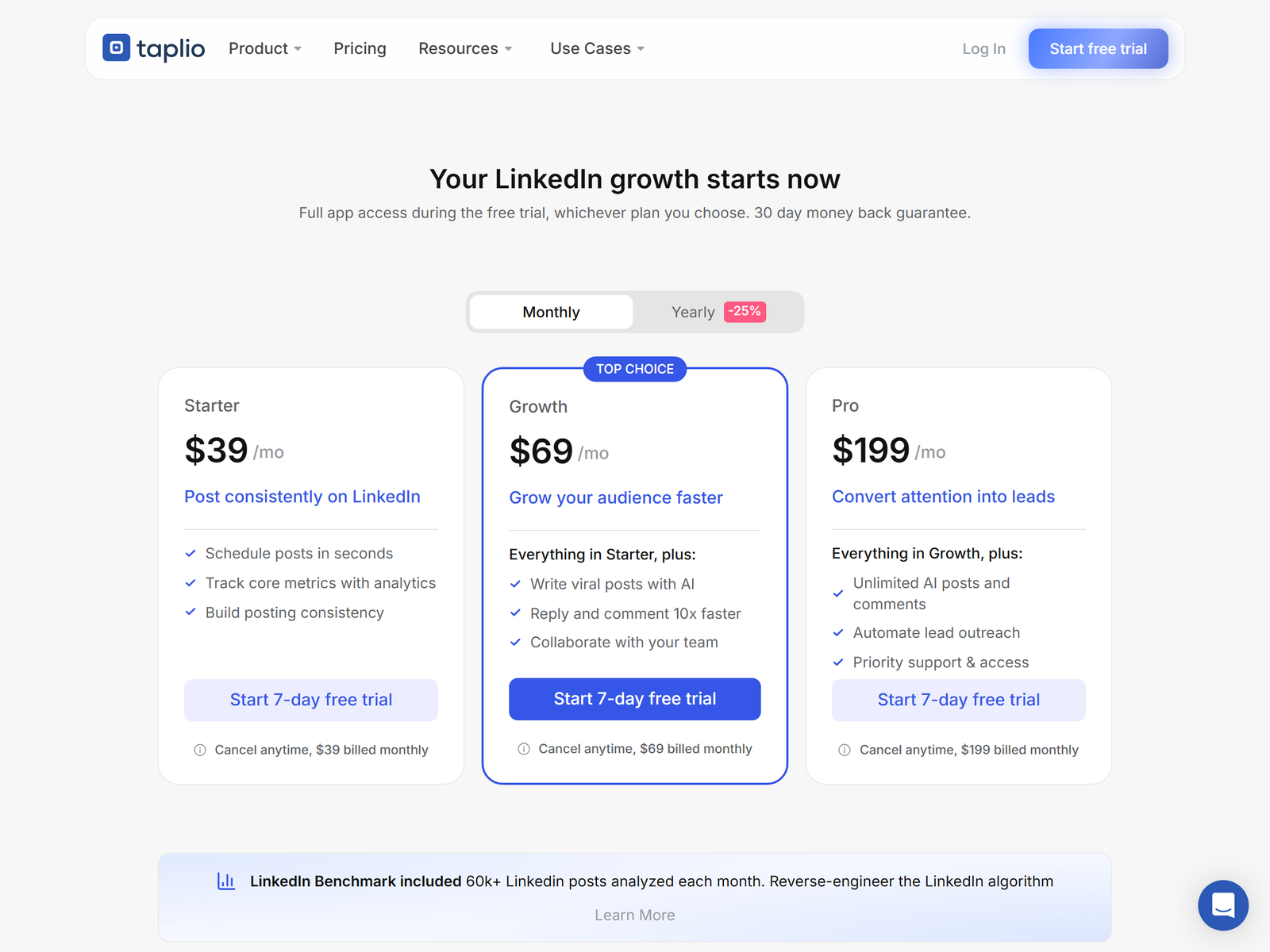 Taplio Pricing