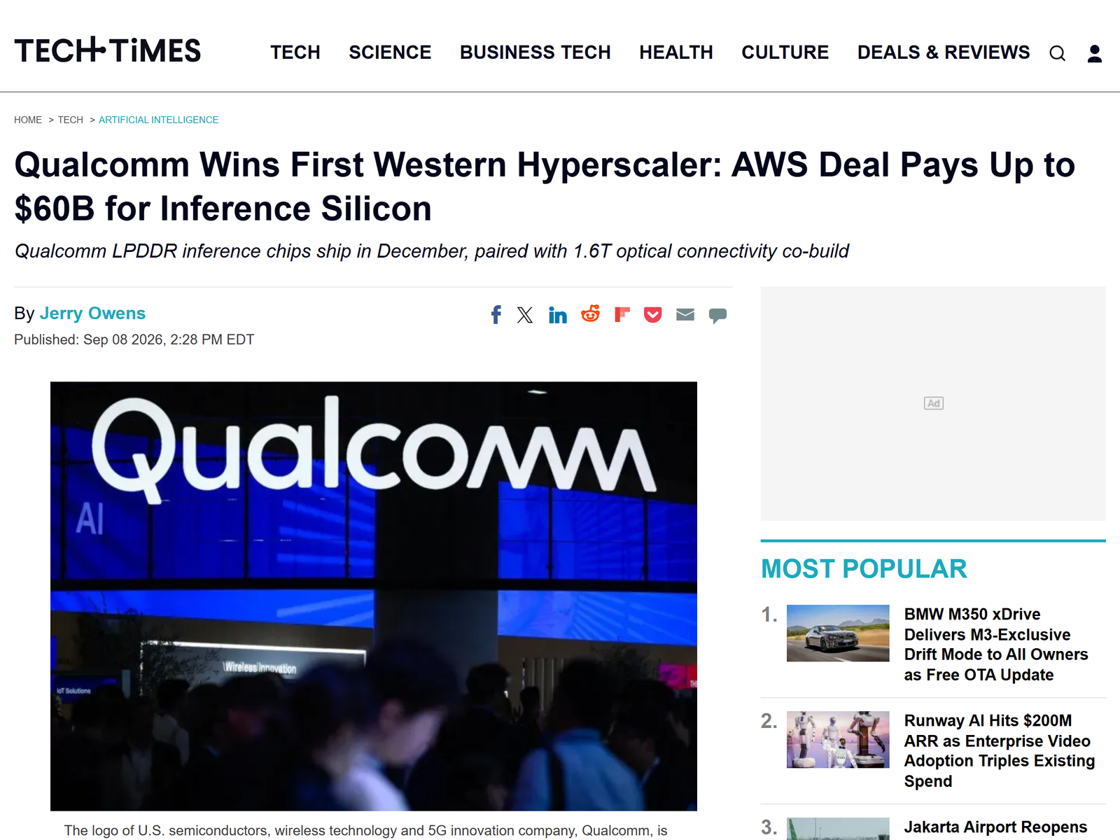TechTimes Qualcomm AWS Inference Silicon