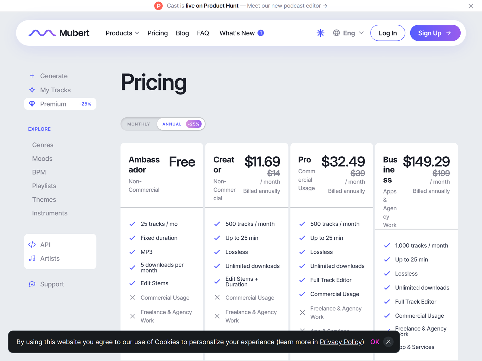 Mubert Pricing