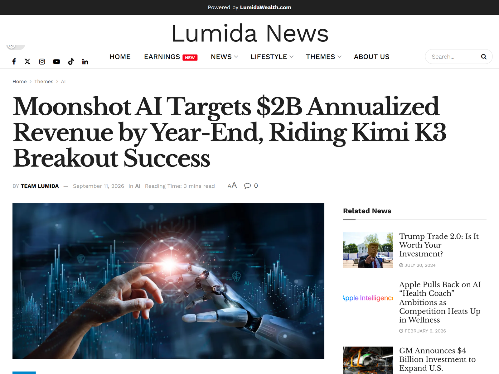 Lumida News — Moonshot AI targets $2B ARR by year-end