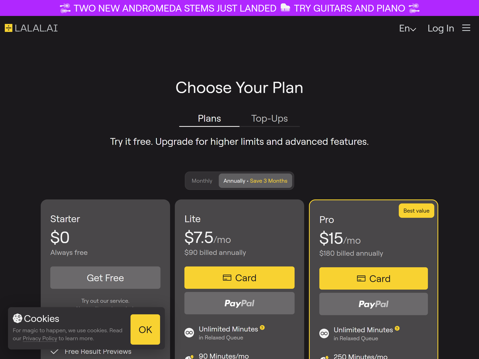 LALAL.AI pricing