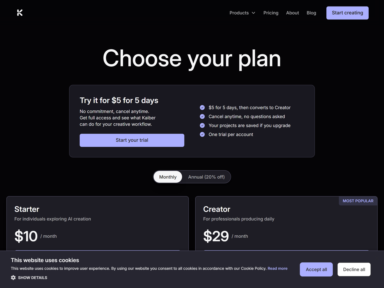 Kaiber pricing