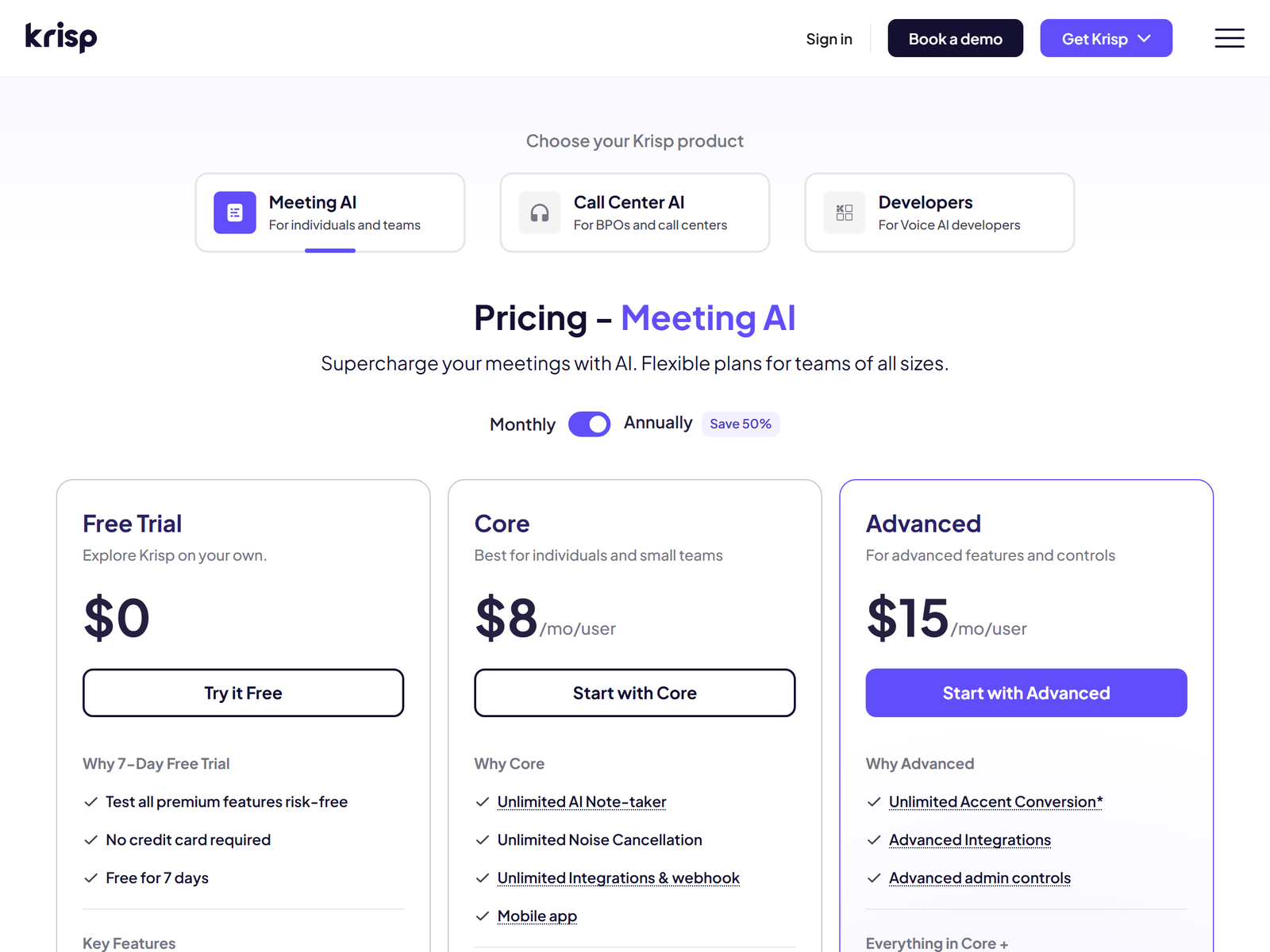 Krisp pricing