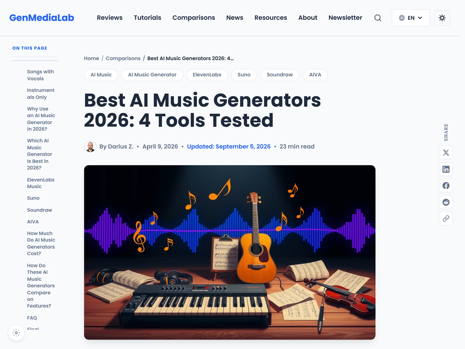 Best AI Music Generators 2026